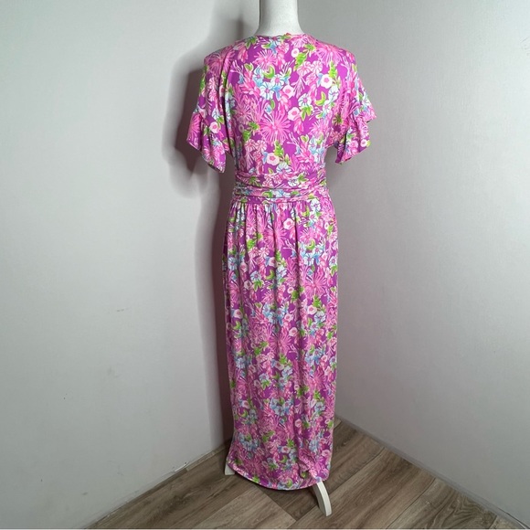 Lilly Pulitzer Anchorage Faux Wrap Floral Midi Dress Size M - Picture 10 of 13